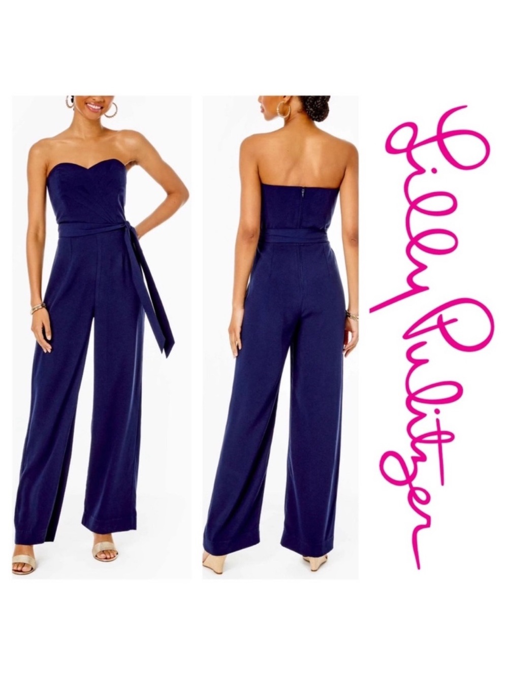 Lilly Pulitzer Kyle Strapless Jumpsuit - Navy Blue - NWT - Size 14 - Picture 4 of 11